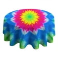 thumbnail image 4 of Colorful Tie Dye Lotus Pattern Round Tablecloth 60"x60",Wrinkle Wipeable Table Cloth for Kitchen Dining Room Picnic Patio Party, 4 of 6