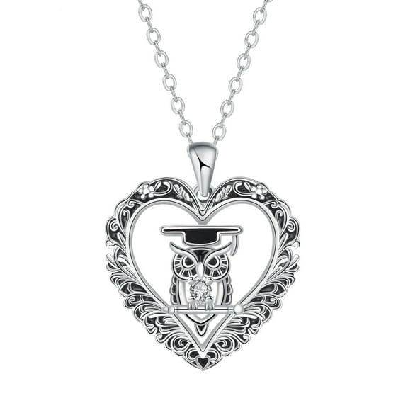 Rynsito Graduation Gifts for Her, Sterling Silver Owl Pendant Necklace Graduation Gift for Girlfriend Daughter Niece