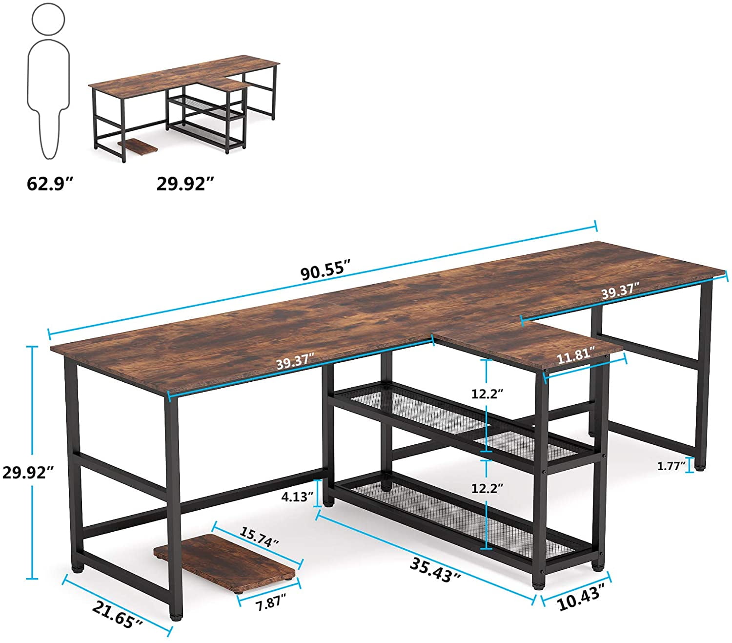 Tribesigns 79 Inch Extra Long Desk, Double Desk with 2 Drawers, Two Person  Desk Long Computer Desk with Storage Shelves, Writing Table Study Desk for