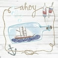 thumbnail image 3 of Gango Home Decor Contemporary Ship in a Bottle Adventure & Ahoy Shiplap by Sara Zieve Miller (Ready to Hang); Two 12x12in Distressed Framed Prints, 3 of 5