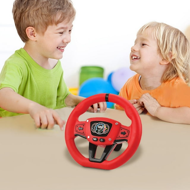 Yhsdtq,Simulation Racing Wheel, 360-Degree Rotation, Powerful Suction Cup, Realistic Sound Effects, for Boys Girls, Traffic Knowledge Game, interactive Driving Toy, Durable Plastic Construction,
