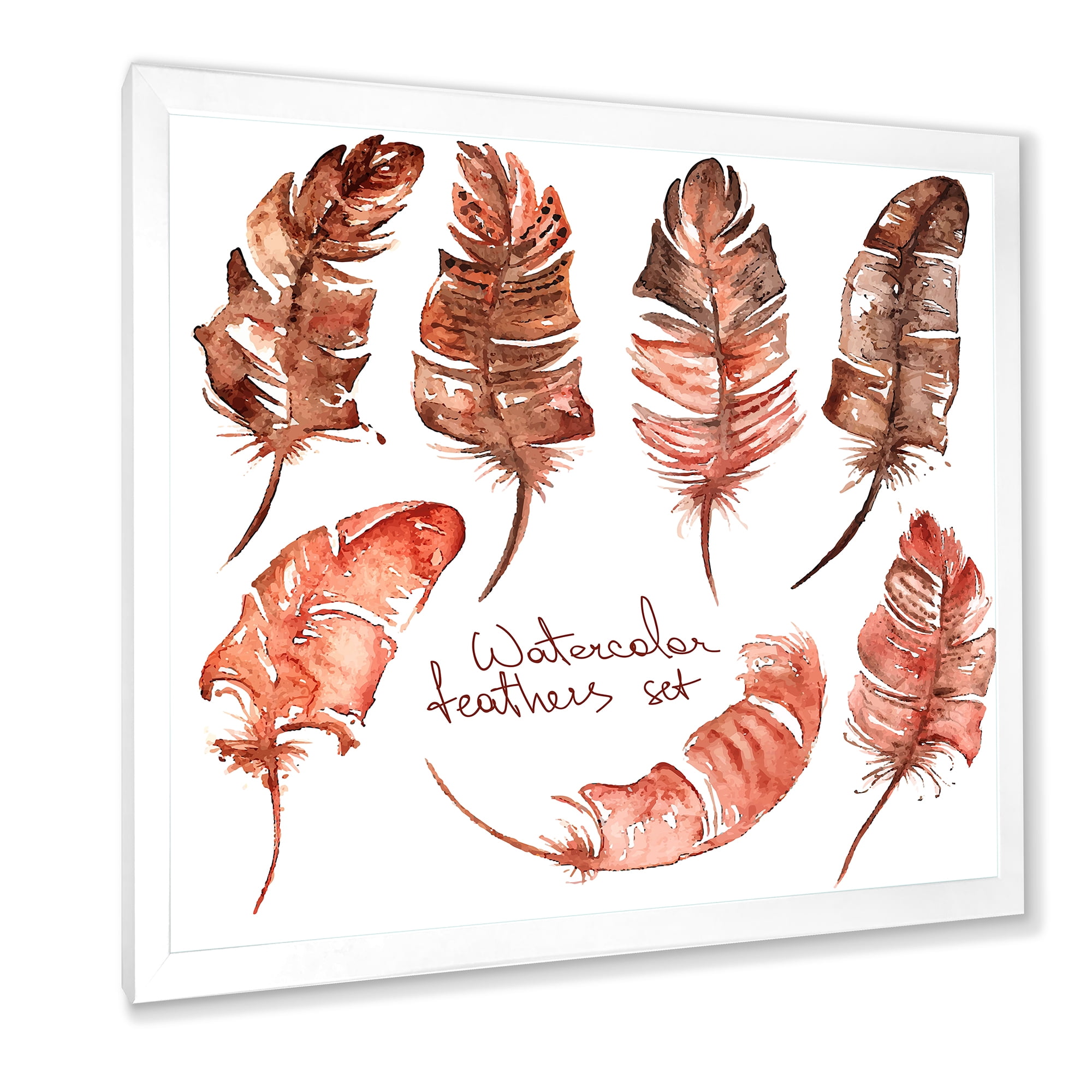 Designart 'Boho Art Feather Icons' Bohemian & Eclectic Framed Art Print