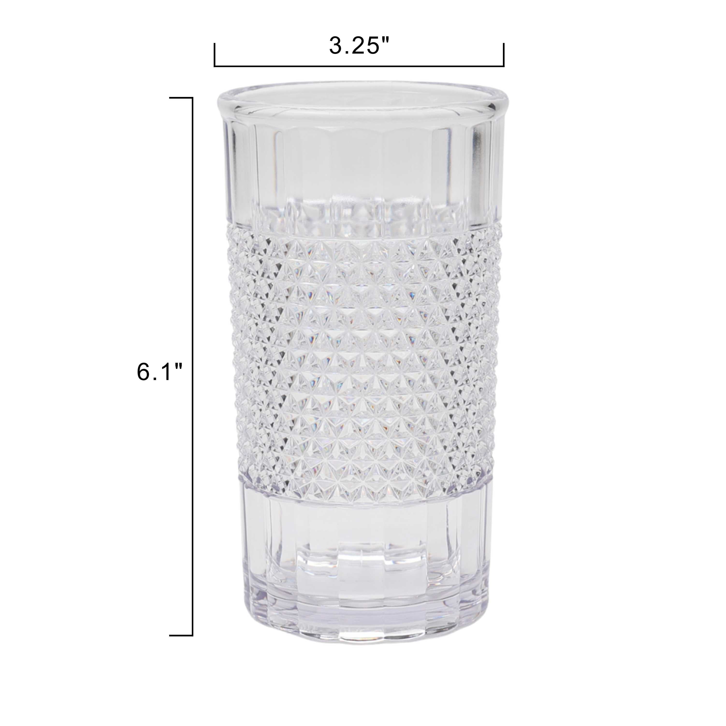 (6 pack) Mainstays 20 oz Clear Tall Acrylic Diamond Texture Tumbler