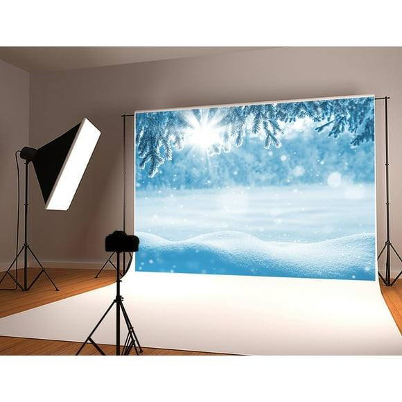 YUSDECOR 7x5ft Snow Backdrop for Photography Snowflake Backdrops Winter Forest Snow World Background Photo Studio Props