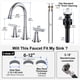 thumbnail image 5 of Grifo de baño Hurran Chrome para lavabo con 3 orificios y desagüe desplegable, 5 of 8