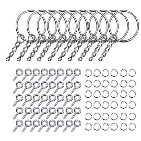 lanema 220 Pcs/set Metal for Key for Key Chain Rings Split Keyrings with Link Chain Open Jump Rings Screw Eye Pins Jew