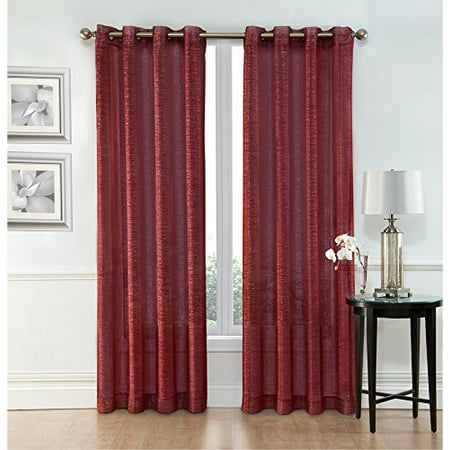 Ruthy S Textile Burgundy Sheer Curtains 2 X 54 84 Panels Rod Pocket Top Voile D For Bedroom Living Room Or Dining Windows