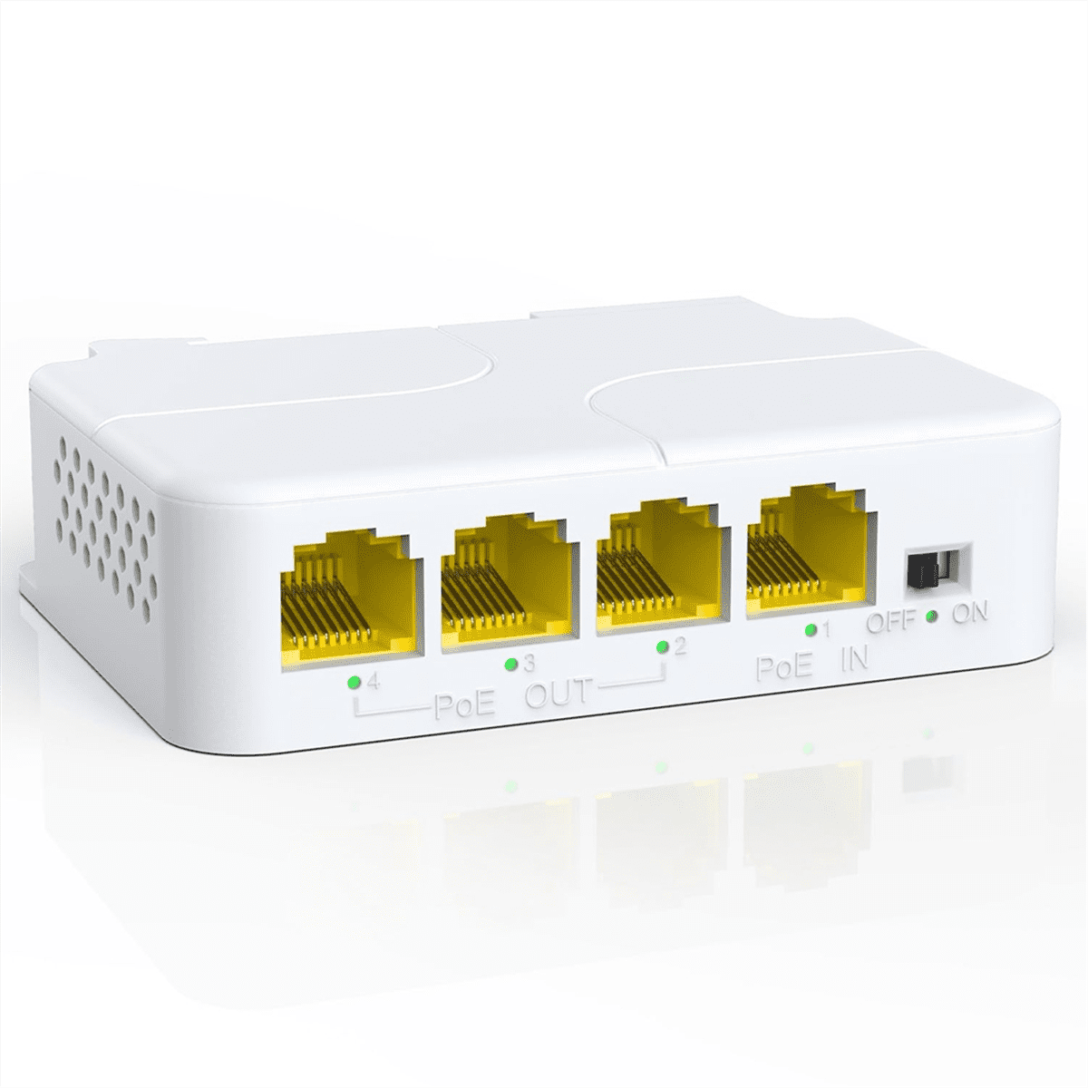 4 Port POE Extender 10/100/1000Mbps 1 in 3 Out Gigabit PoE Extender 1 to 3 Network Switch Repeater for PoE Switch 3Pcs
