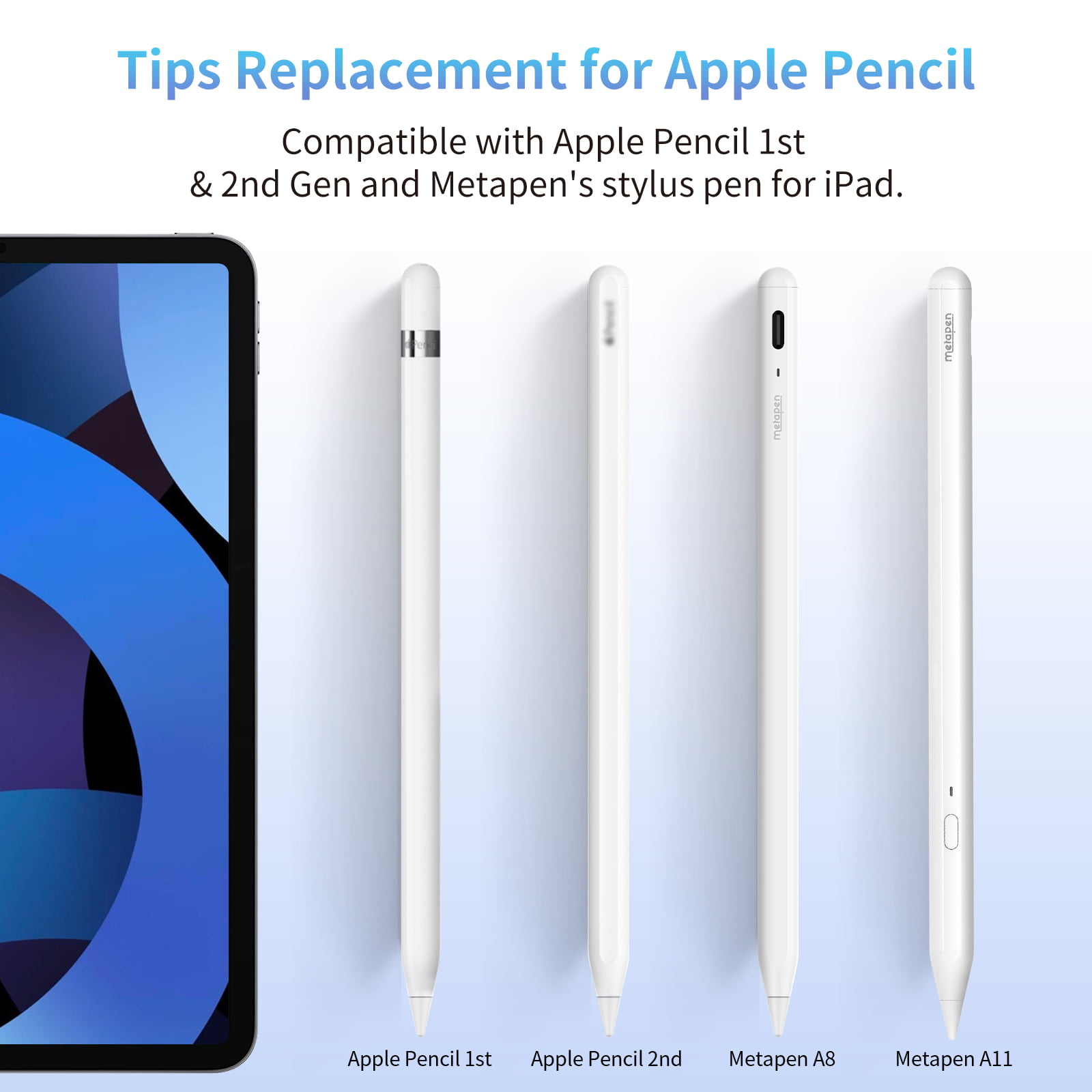 Apple Pencil Tips 4pcs, Metapen Replacement Tips for iPad Apple