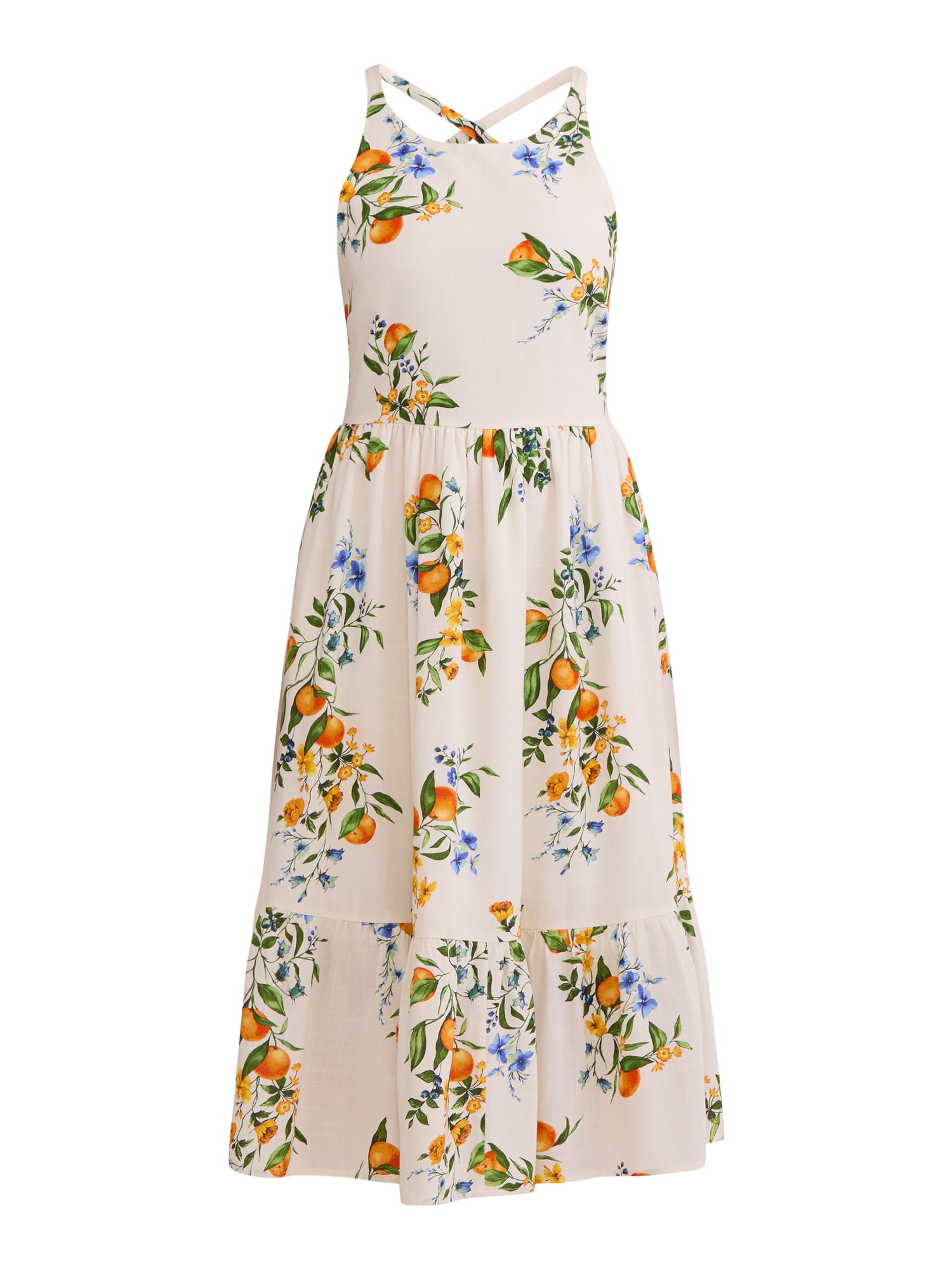 Time and Tru Women's Tie Back Midi Dress, Sizes XS-XXXL