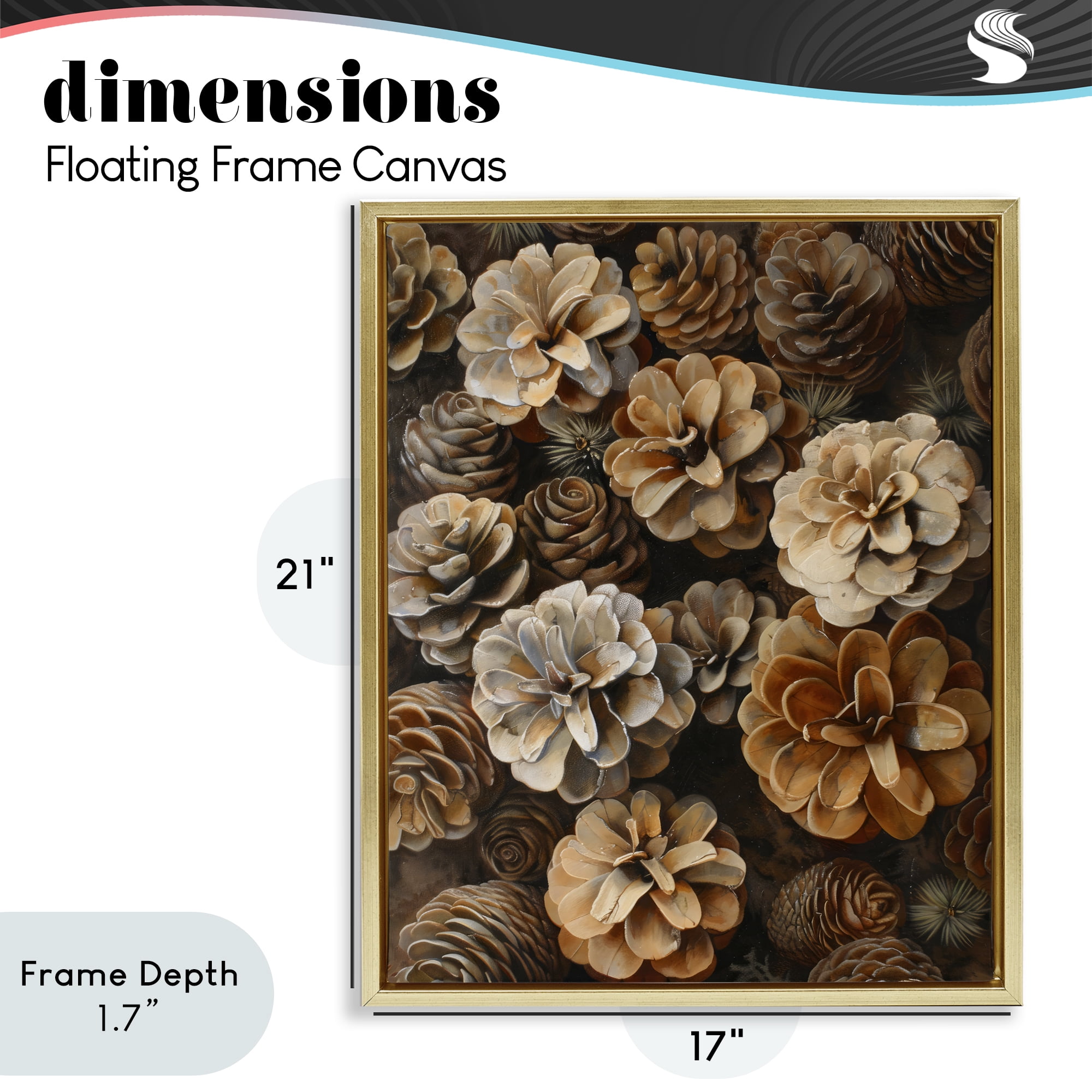 Stupell Industries Pinecone Arrangement Rustic Botanicals Gold Framed Floater Canvas Wall Art, design by Creative Studio