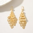 thumbnail image 2 of Elegant Rhombus Tassel Brass Hoop Earrings Real 18K golden Plated 96x35mm, 2 of 4