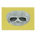thumbnail image 1 of Sloth Cutting Board, Hipster Jungle Animal with Sunglasses Smiling Funny Expression Cool Character Print, Decorative Tempered Glass Cutting and Serving Board, Large Size, Yellow Grey, by Ambesonne, 1 of 1