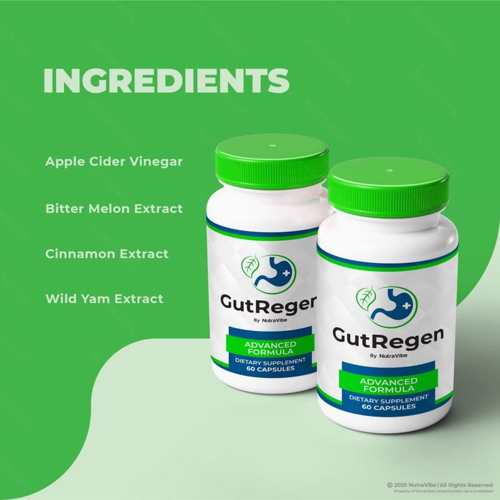 (2 Pack) GutRegen Capsules – Gentle Gut & Digestive Support Formula for Balance & Wellness | Easy-to-Take Capsules (120 Capsules)