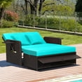 thumbnail image 4 of Costway Patio Rattan Loveseat Set Daybed Lounge Storage Ottoman Side Tables Adjust, 4 of 10