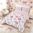 thumbnail image 3 of Meiyoeat Sport Baseball Queen Comforter Set 3 Pieces, Cartoon Bow Print Comforter Sets Queen, Pink White,Pink Reversible, 3 of 6