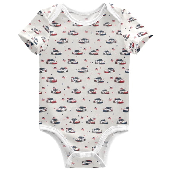 joogoo Flag Racing Car Pattern Baby Bodysuits Short Sleeve Cotton Onesies Clothes 6Months