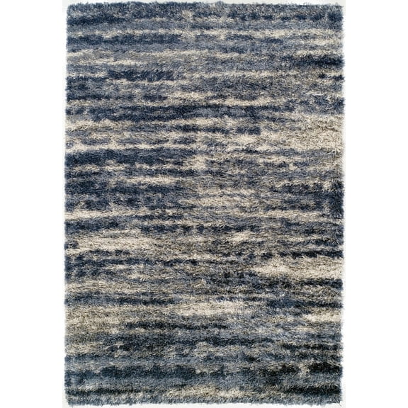 Berkley Aspire Shag Area Rug AT9 At9 Denim Denim Faded Lines 3' 3" x 5' 1" Rectangle