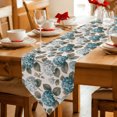 thumbnail image 2 of Teal Hydrangea Table Runner Linen Burlap Table Runner 70 Inches Long Retro Botanical Floral Farmhouse Dresser Scarves for Kitchen Island Coffee Dining Room Party Wedding Holiday Decoration 13"x70", 2 of 8