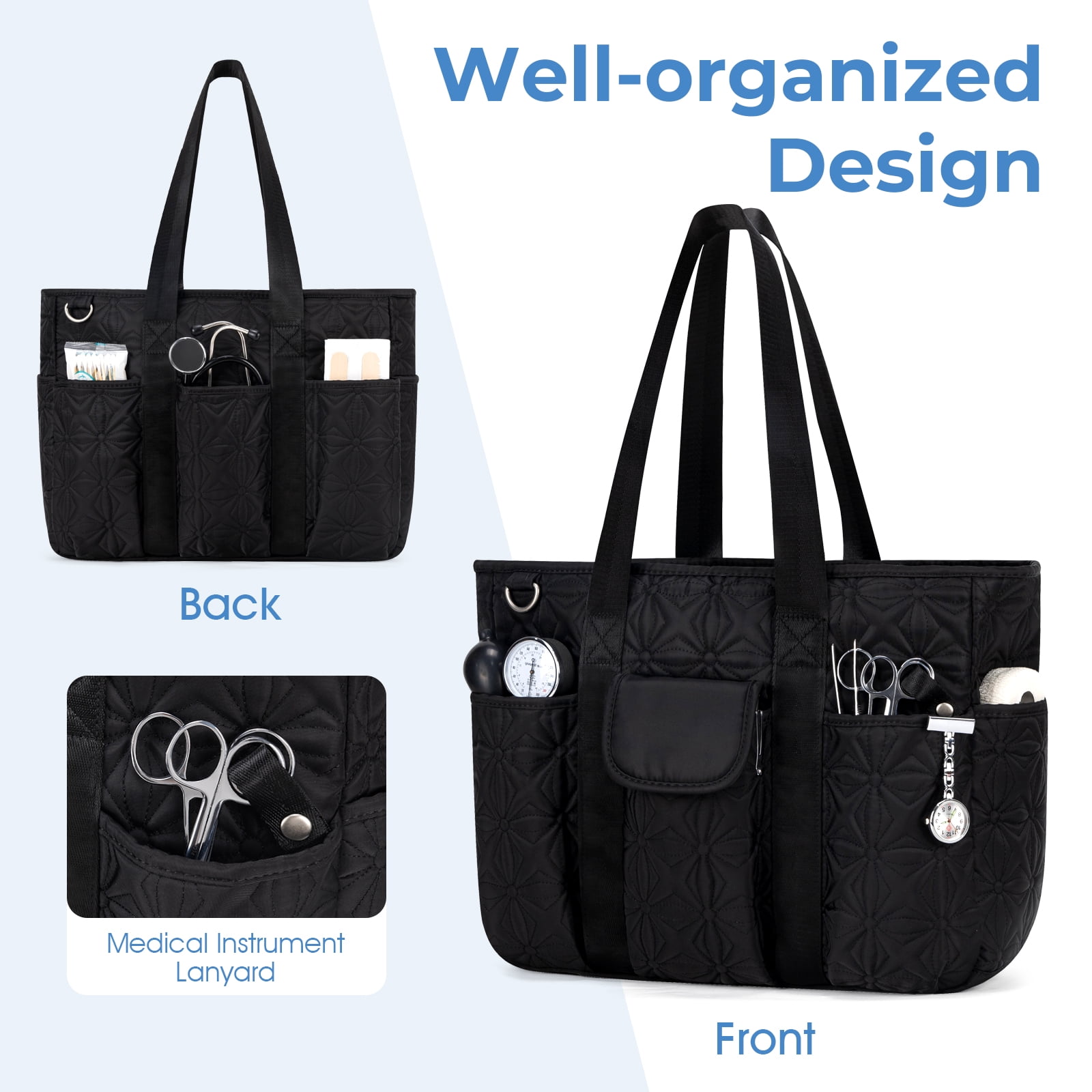 Canvas Tote Bag for Women With Pockets, Kabaqoo Work Crossbody Everyday Satchel, Purses Shoulder Tote Bag