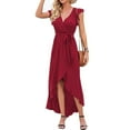 thumbnail image 4 of Vedolay Women's Summer Dresses Women's Dress Spaghetti Strap Waist Tie Knot Wrap Front Ruffle Short Dress, XXL, 4 of 5