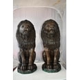 thumbnail image 2 of Nifao Pair Of Lions Sitting on Base Very Detailed Bronze Statues – Home Decor Sculpture, 13"L x 26"W x 34"H, 2 of 11