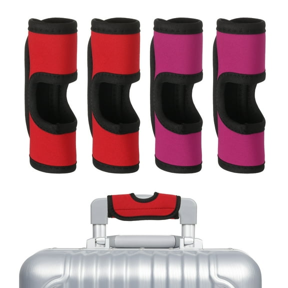 Uxcell Luggage Handle Wrap, 4 Pcs Hollow Neoprene Handbag Grip Cover Protector Luggage Identifiers for Luggage Suitcase Travel Bags, Red/Purple