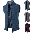 thumbnail image 3 of Cárdigan holgado con cuello alto para hombre, chaleco tipo suéter, chaqueta informal gruesa y cálida con forro polar para hombre, 3 of 5