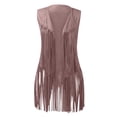 thumbnail image 4 of qolati Women Tassel Vest 2023 Fringed Sleeveless Lightweight Open Front Cardigans Vintage 70s Hippie Cardigan Vest Jackets, 4 of 6