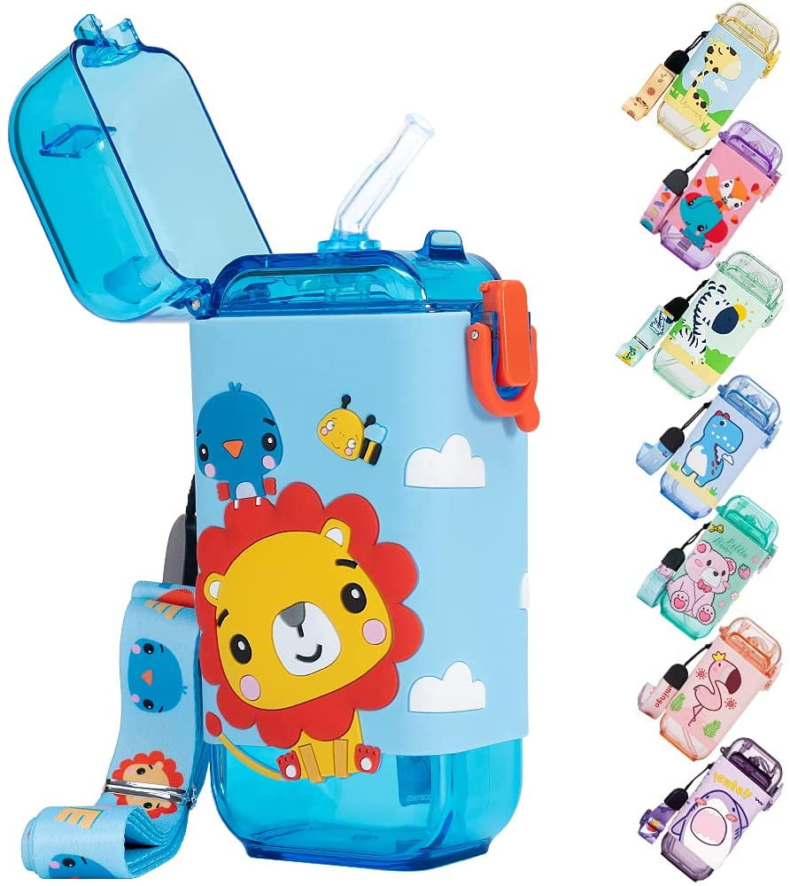😍 550ML Children School Water Bottle for Outdoor Travel Cute Cartoon  Animal Baby Water Bottles with Shoulder Strap for Boy Girl