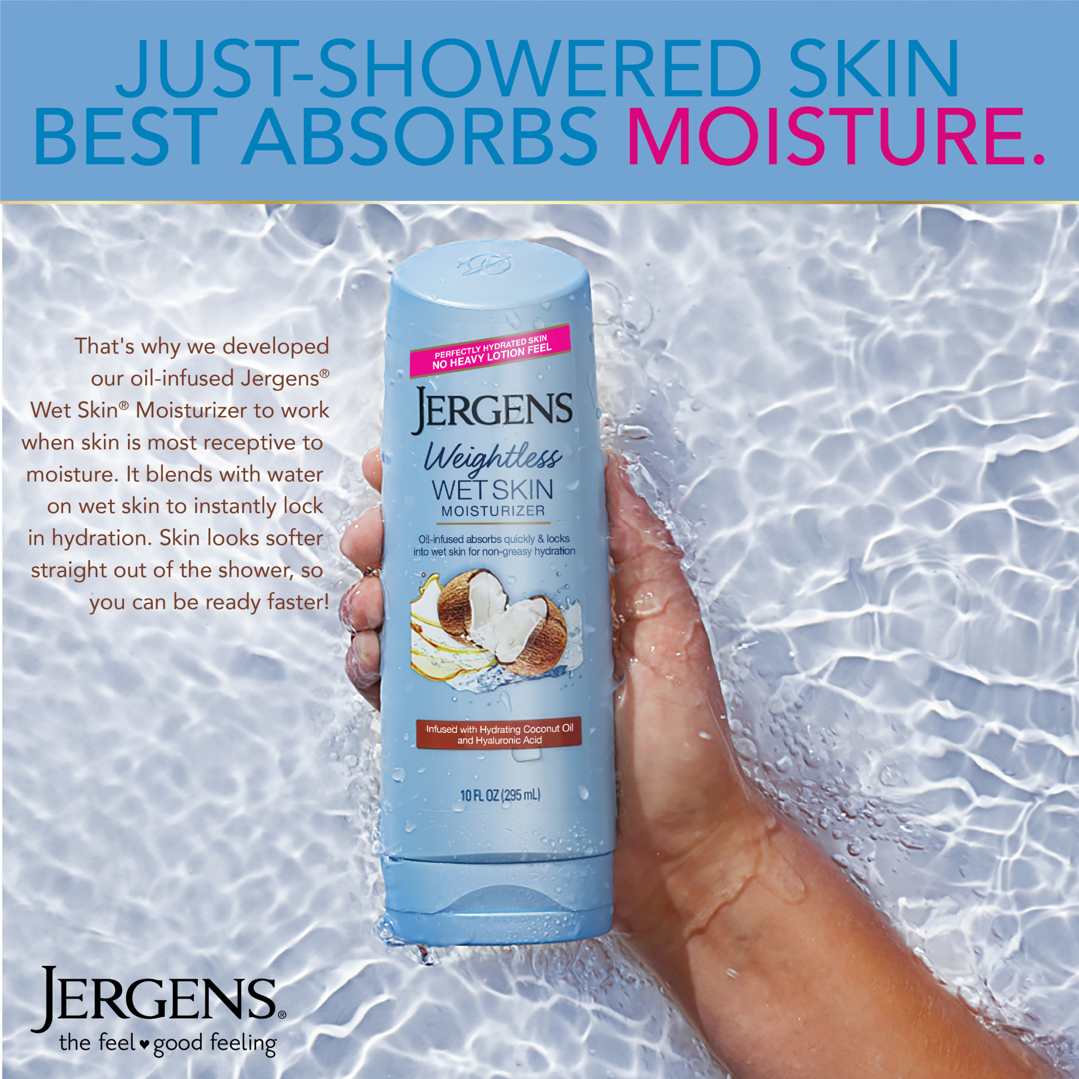 Jergens Wet Skin Body Moisturizer for Dry Skin, In-Shower Body Lotion, Coconut, 10 Oz - image 5 of 11