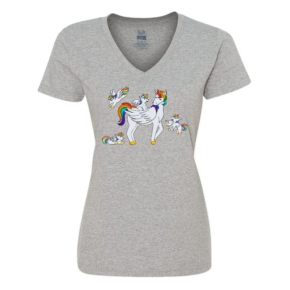 Inktastic Cute Unicorn Family Women's V-Neck T-Shirt