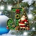 thumbnail image 2 of CBI 26 Initial Letter Christmas Ornaments, Green Personalized Christmas Initial with Christmas Tree and Santa Claus, Christmas Tree Decoration Hanging Pendant Xmas Gifts for Kids, 2 of 4