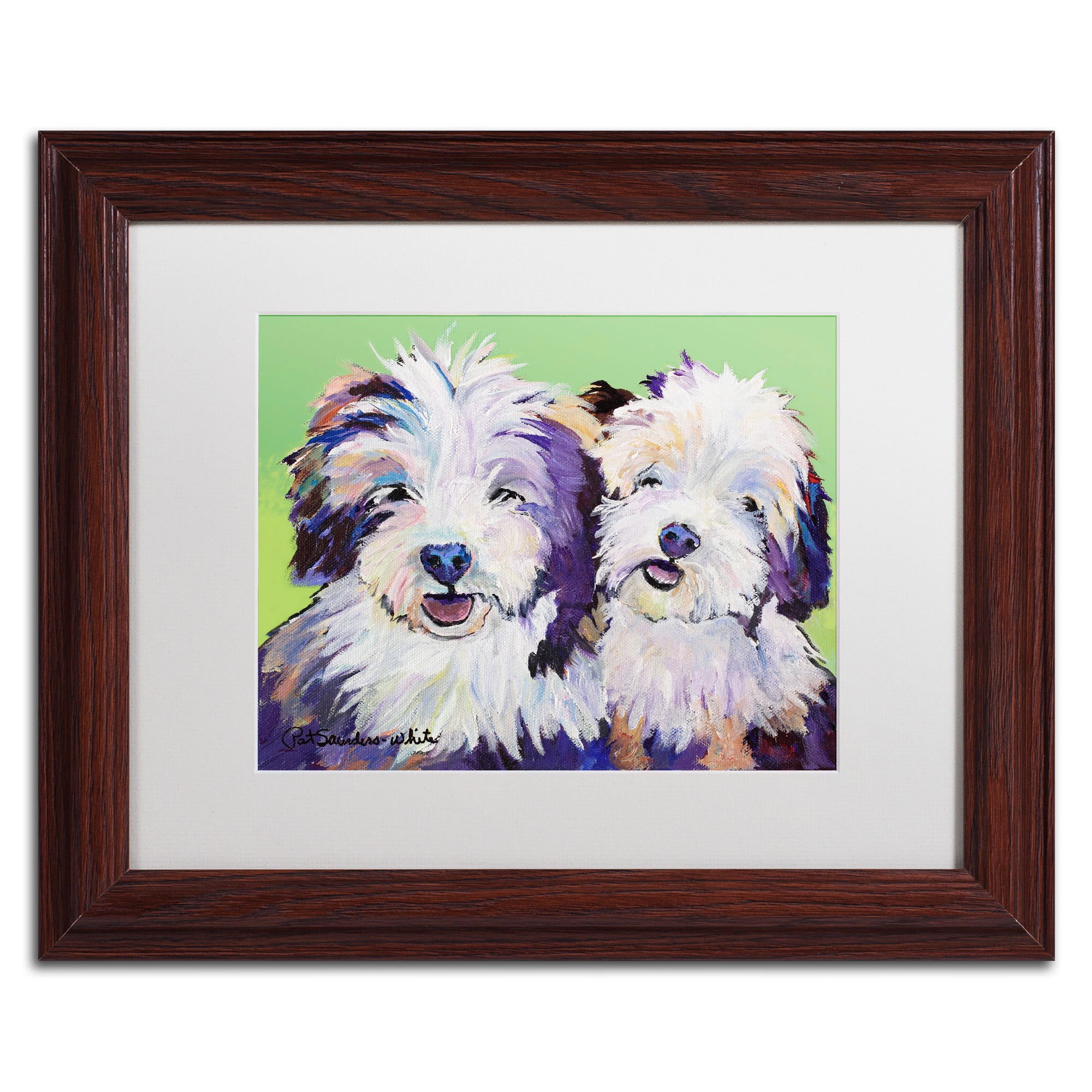 Trademark Fine Art "Litter Mates" Canvas Art by Pat Saunders-White, White Mat, Black Frame