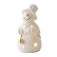 thumbnail image 3 of Adorno navideño de muñeco de nieve iluminado con LED, adorno de escritorio en miniatura, paisaje para escritorio, sala de estar, mesa de vacaciones, con campana, 3 of 10