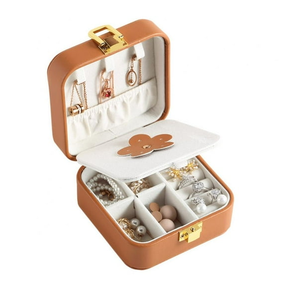 Crowdstage Adjustable Portable Jewelry Display Box Storage Case Double Layer Soft Travel Jewelry Organizer, for Women Necklace Earring Rings
