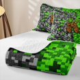 thumbnail image 4 of meiyoeat Miners Video Game Twin Quilt Set For Boys,Green Gray Pixelated Check Letter K Twin Coverlet Set,2 Pieces, 4 of 7