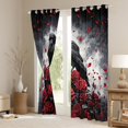 thumbnail image 3 of Homewish Romantic Valentine Rose Black Out Curtains,Wild Crown Raven Curtains Pack of 2 (42x63 Each),Red Flower Floral Bedroom Curtains For Girls Kids,Breathable Home Decor, 3 of 6