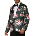 thumbnail image 4 of INSPIRE CHIC Men's Suit Jacket Floral Print Notched Lapel Casual One Button Blazer 38 Pink Black, 4 of 6