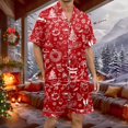 thumbnail image 2 of Yuanlong Mens Pajamas Sets Christmas Turn-Down Collar Top And Shorts 2-Piece Outfit Pajama Nights Party Home Relaxed Cozy Male Sleepwear, 2 of 4