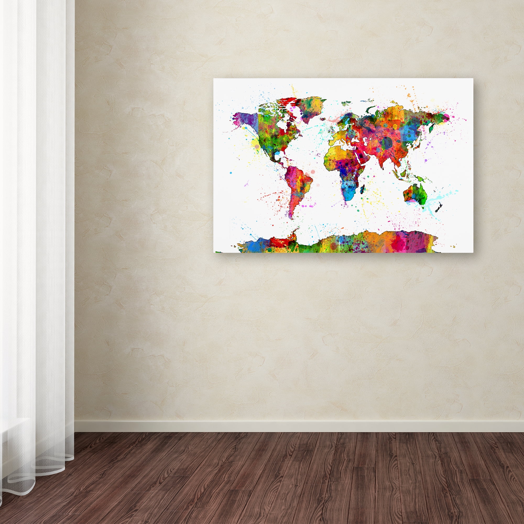 Michael Tompsett 'Map of the World Watercolor' Canvas Art