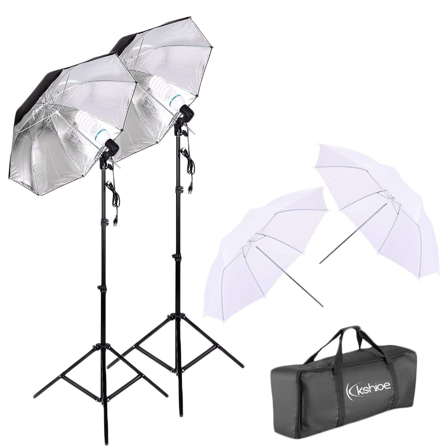 7 Feet Light Stands RPS Studio 3-Umbrella Tungsten Lighting Kit 36 White Umbrellas Includes 8 Focusing Reflectors
