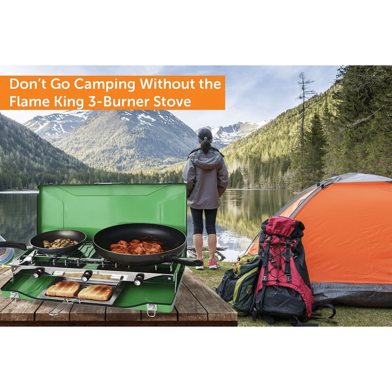 Flame King 3-Burner Portable Camping Stove Grill, 21