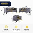 thumbnail image 2 of Jessica 3 Pieces Gray Microfiber Living Room Set Modern Velvet Sofa Set pillow, 2 of 6