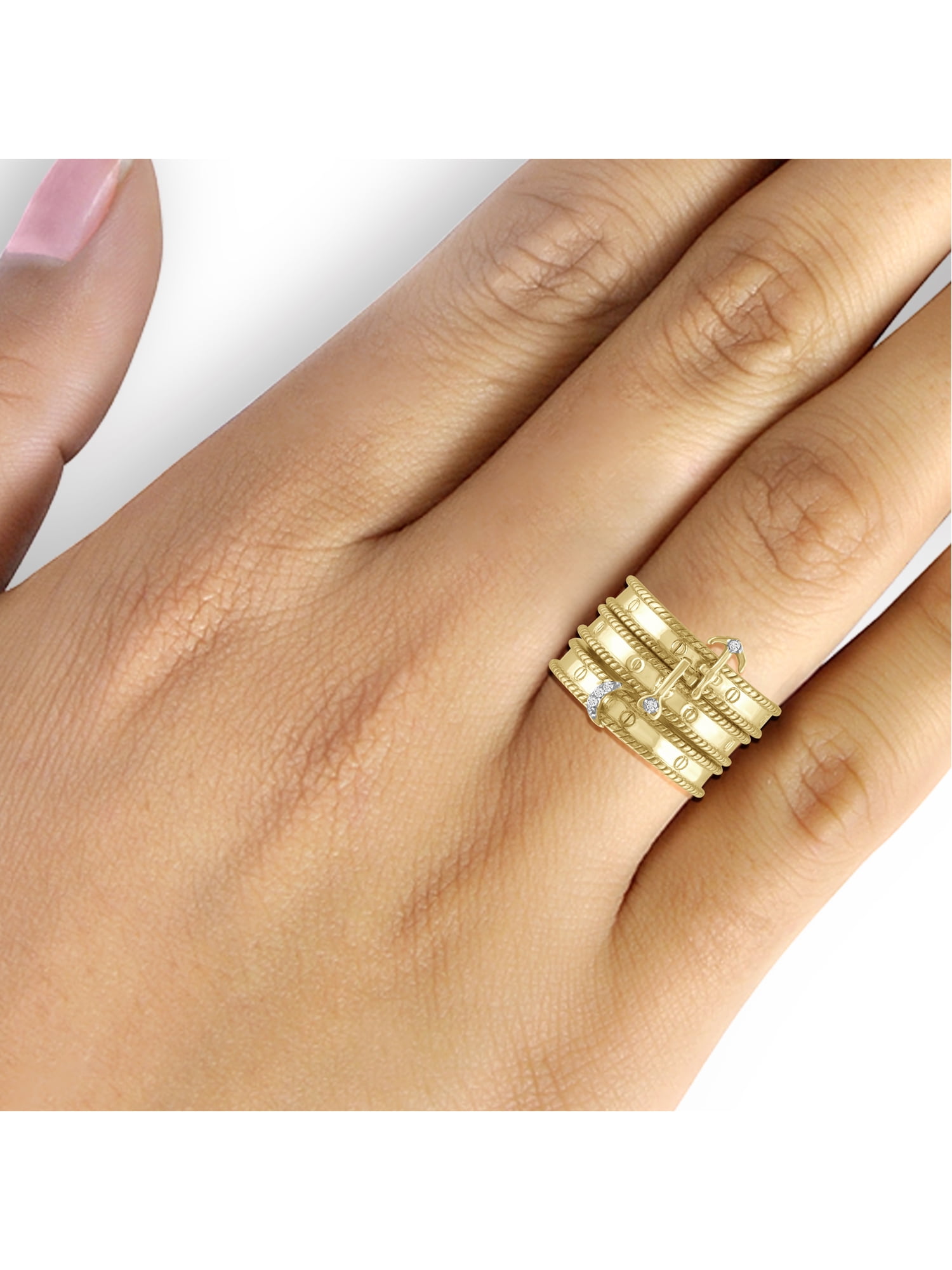 JewelersClub Stackable Diamond Rings for Women – Accent White Diamond Ring Jewelry– 14K Gold Plated Silver Stackable Bands for Women –– Stackable Ring Set by JewelersClub