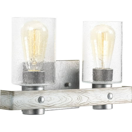 

Gulliver Collection Two-Light Galvanized Finish Clear Seeded Glass Coastal Bath Vanity Light
