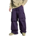 thumbnail image 2 of Mens Loose Fit Cargo Pants with Elastic Waistband Multiple Pockets Casual Straight Leg Trousers for Daily Wear, 2 of 4