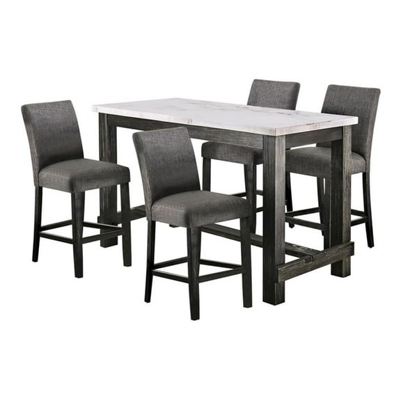 Furniture of America Iceland Wood 5-Piece Counter Height Table Set in Gray