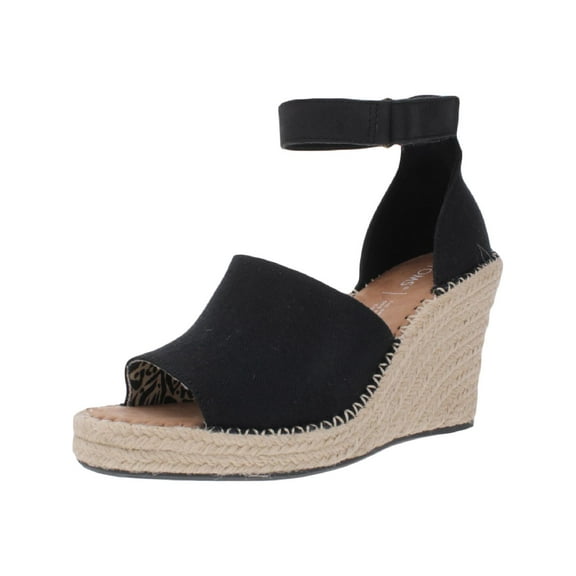 Toms Womens Marisol Open Toe Leather Trim Wedge Sandals