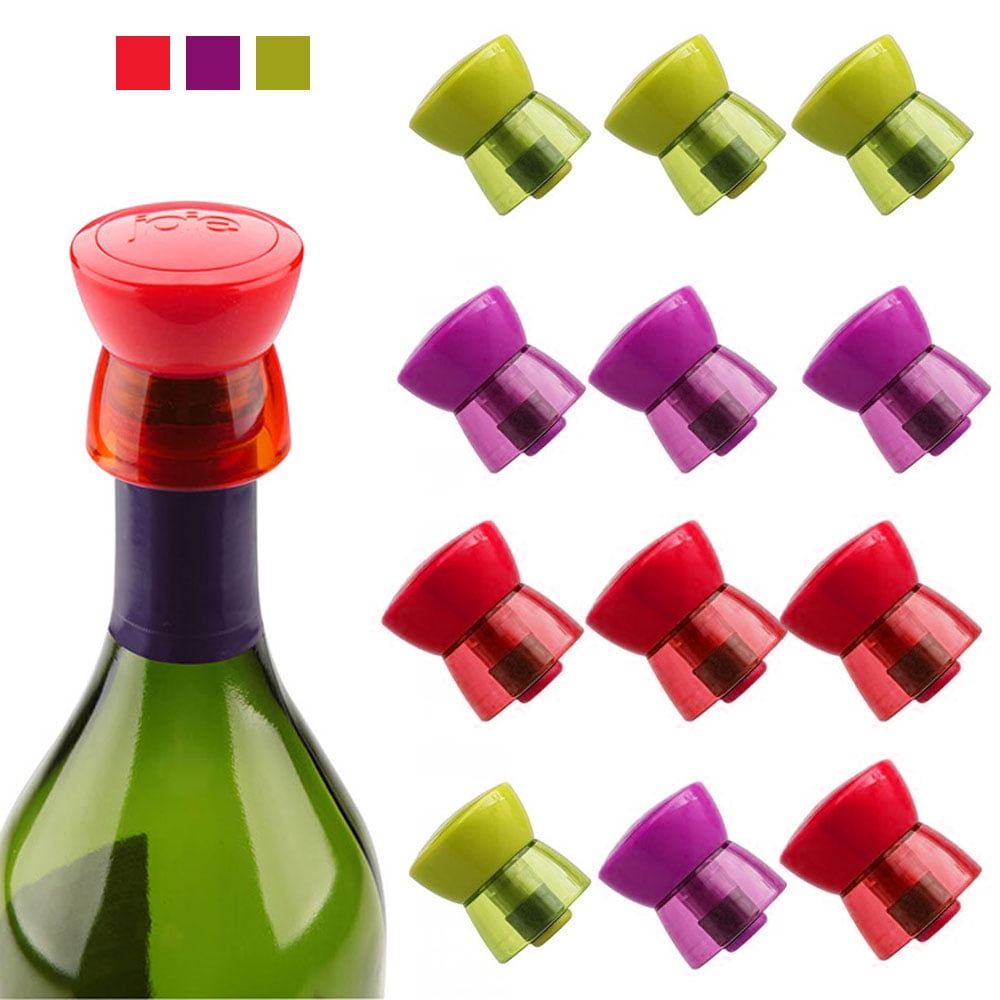 12 Pc Joie Wine Bottle Stopper Twist Top Saver Vacuum Seal Cap Reusable